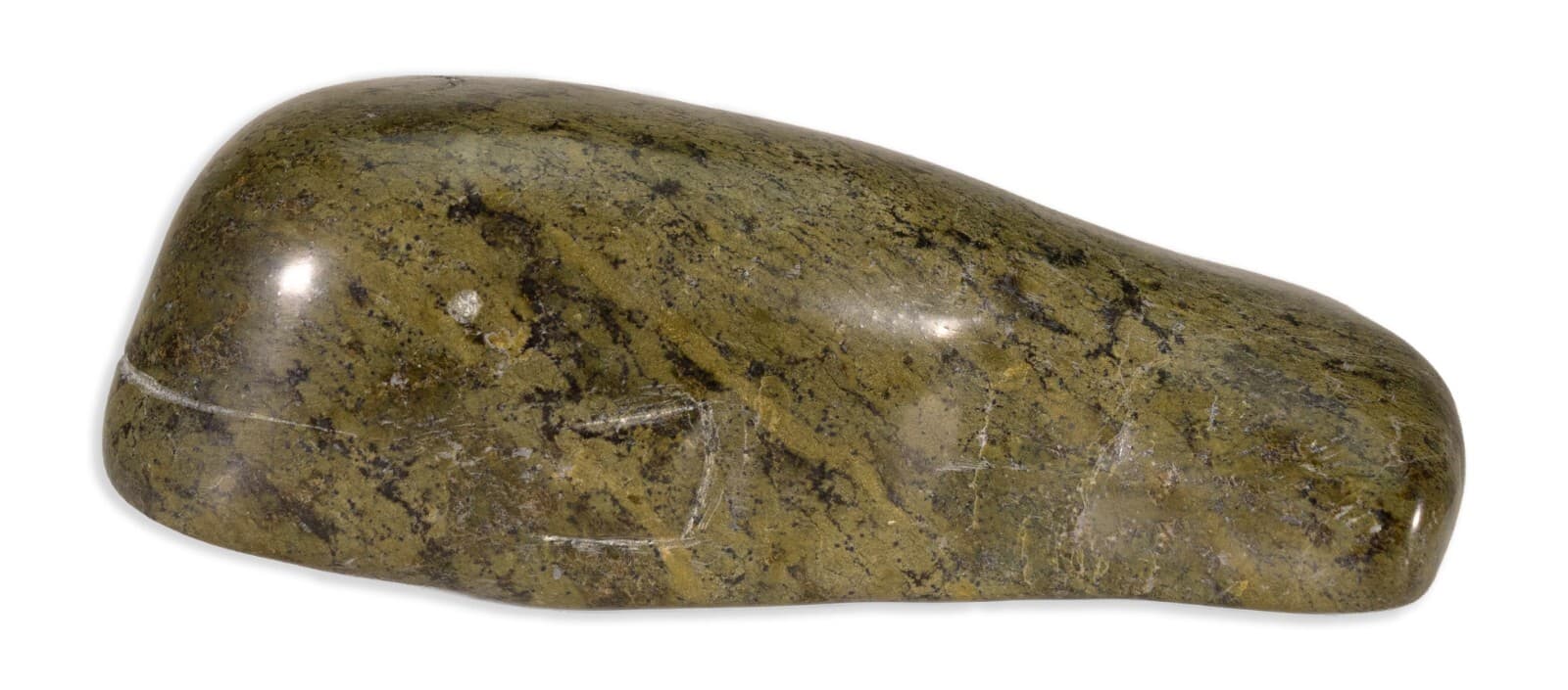 Inuit Whale Animal Hand-Carved Green Soapstone Sculpture Native Canadian Art