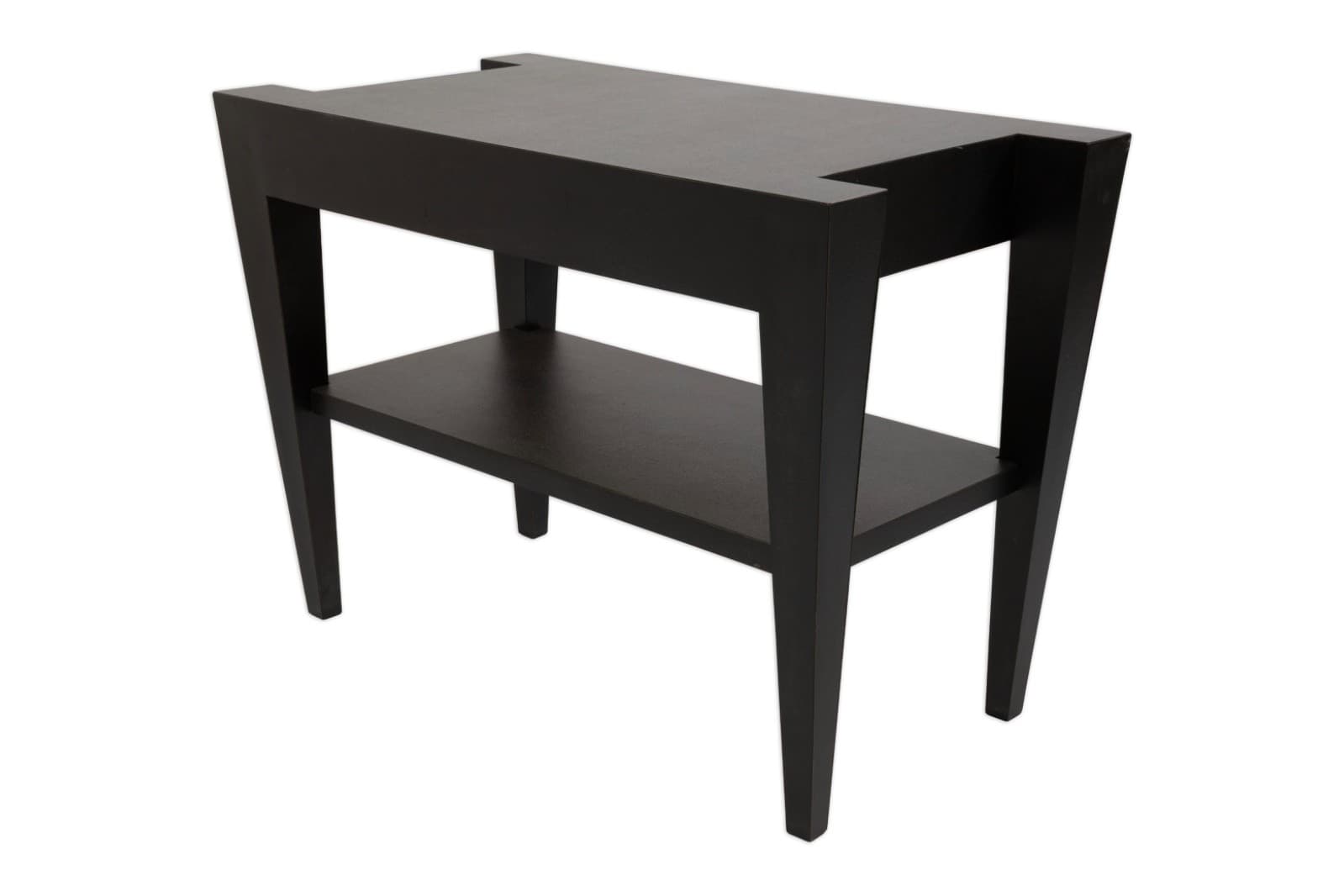 Pair Of Post Modern Ebony Black Architectural Frame Nightstands - Thumbnail 5