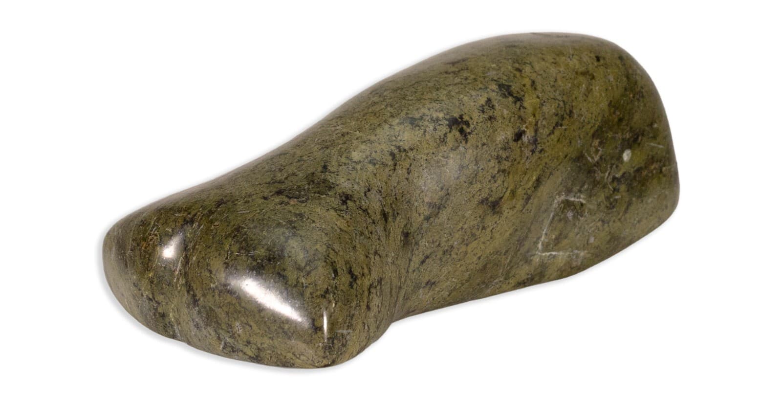 Inuit Whale Animal Hand-Carved Green Soapstone Sculpture Native Canadian Art - Thumbnail 2