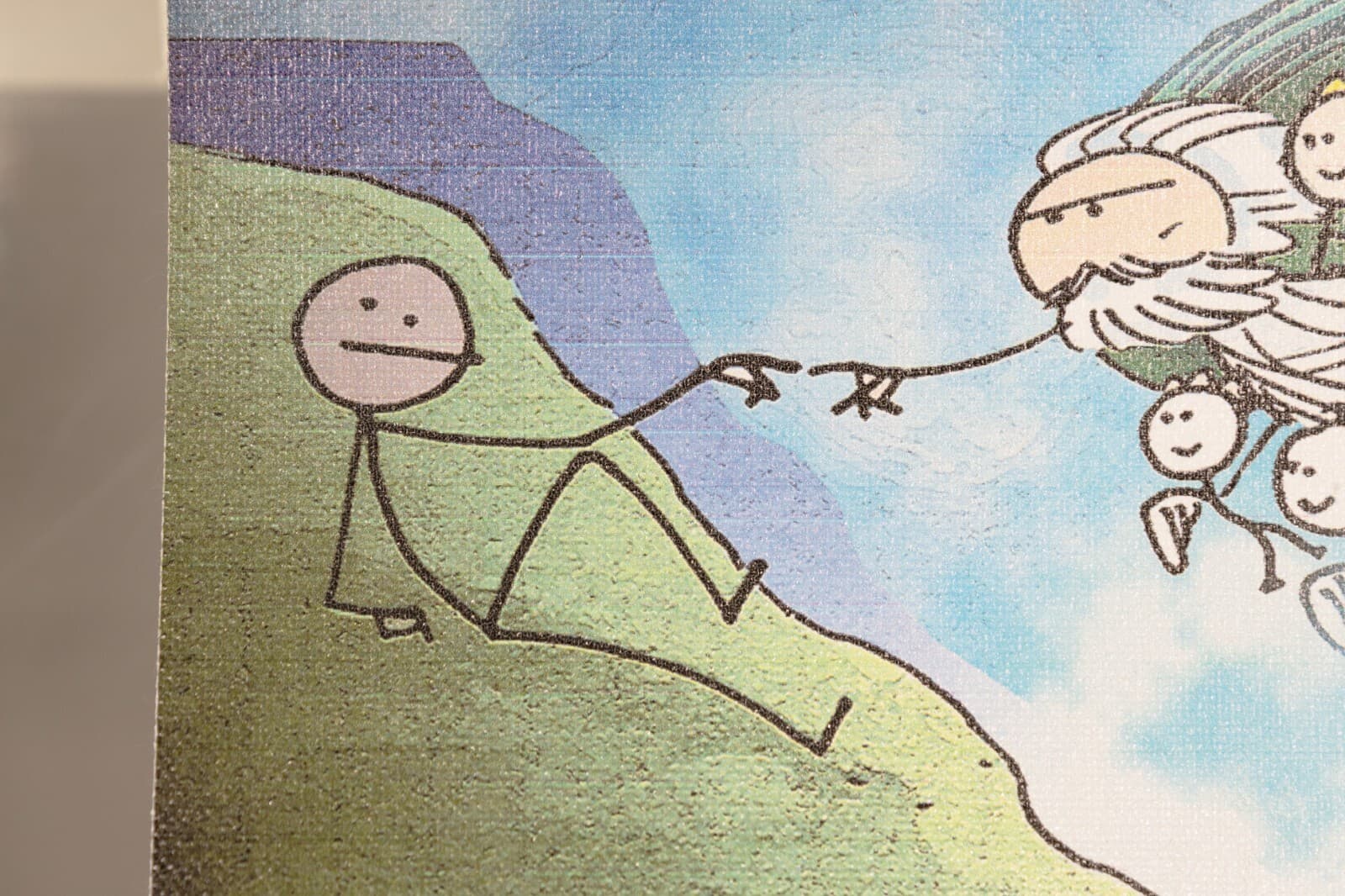 Matt Feazell Signed Leonardo DaVinci’s The Creation of Adam Stick Figure - Thumbnail 3