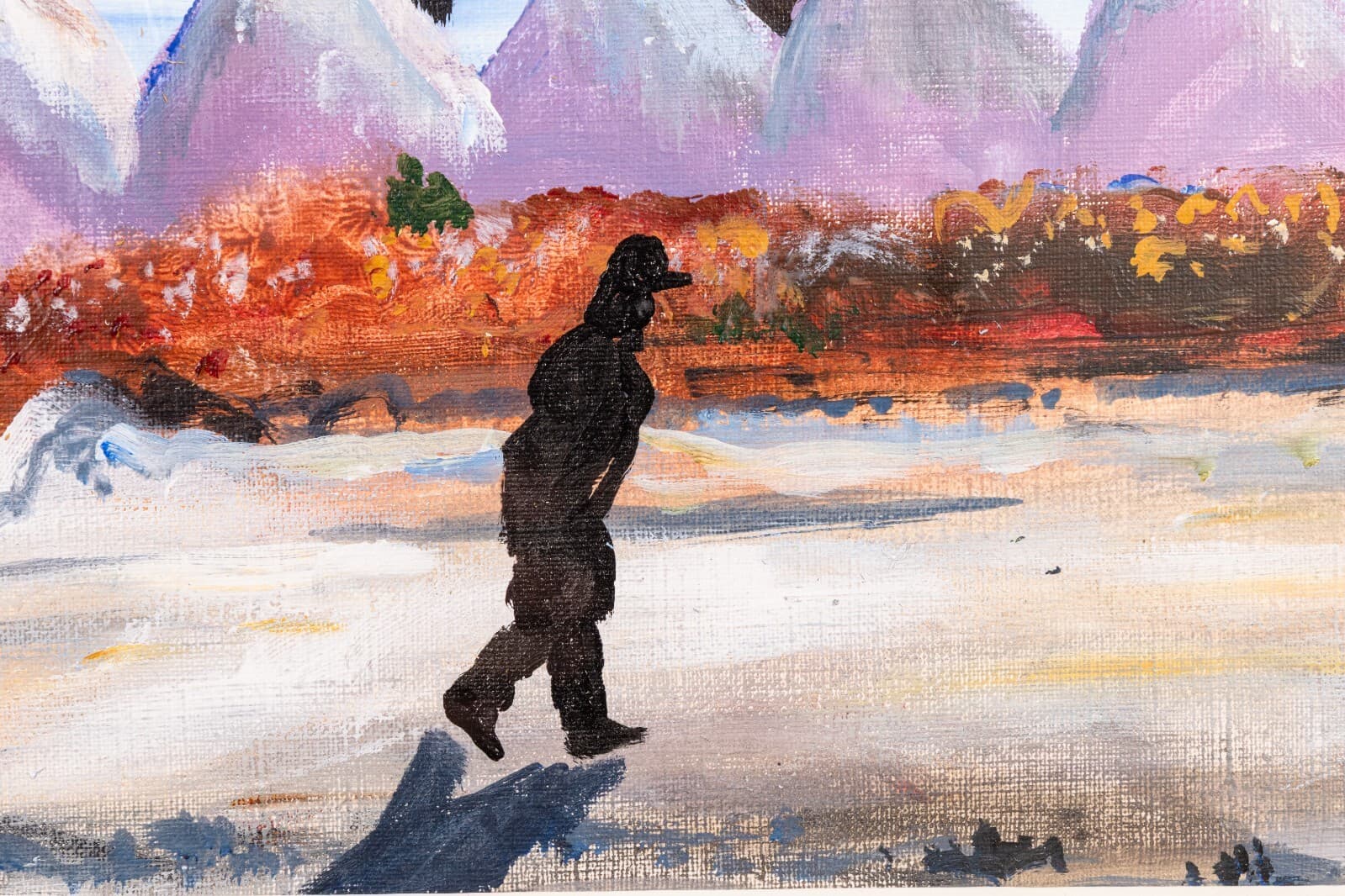 Contemporary Surrealist Shadow Figure with Factory Signed 2014 Painting on Paper - Thumbnail 5