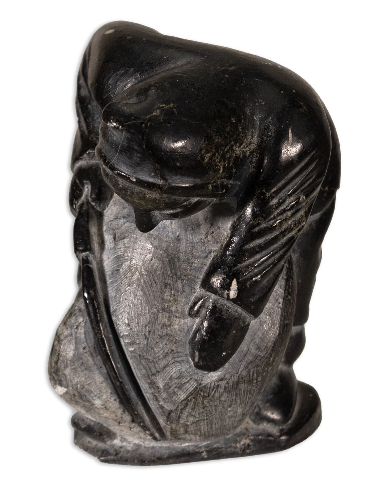 Inuit Hunter Signed Hand-Carved Soapstone Nutaraluk Uilia Iyaituk 1943 - Thumbnail 2