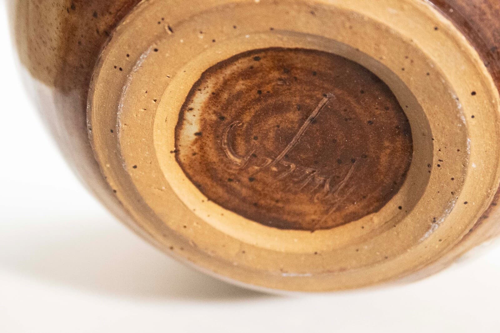 John Glick Modernist Stoneware Earthtone Glazed Ceramic Bowl with Spout Signed - Thumbnail 8