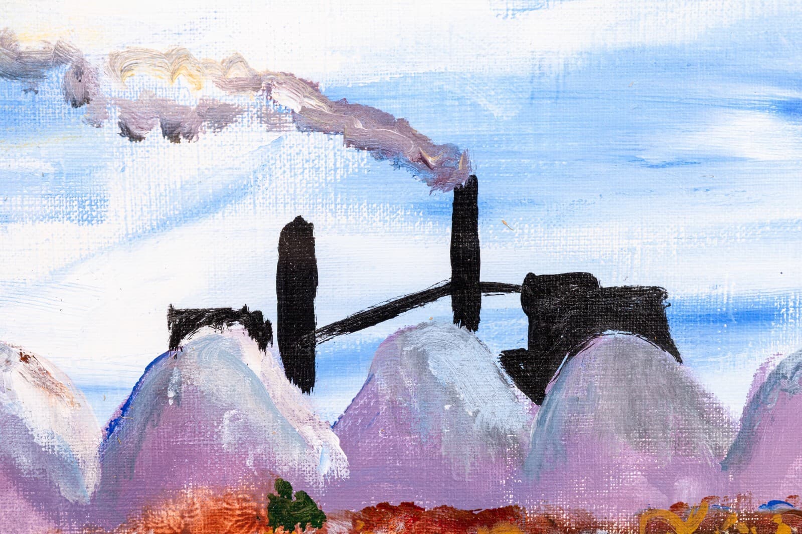 Contemporary Surrealist Shadow Figure with Factory Signed 2014 Painting on Paper - Thumbnail 4