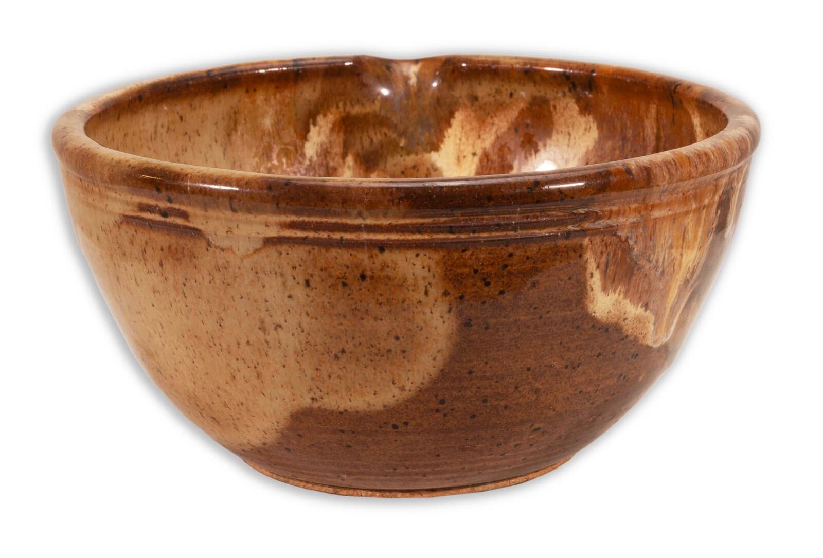 John Glick Modernist Stoneware Earthtone Glazed Ceramic Bowl with Spout Signed - Thumbnail 3