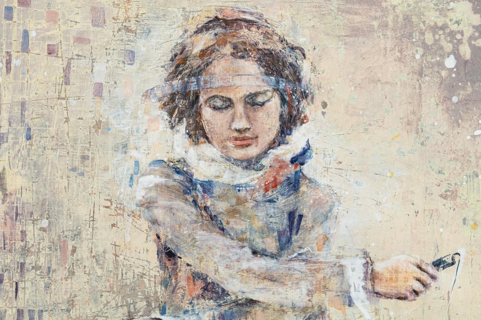 Anna Ganina Recapturing Summer Signed Contemporary Surrealism Acrylic Painting - Thumbnail 2