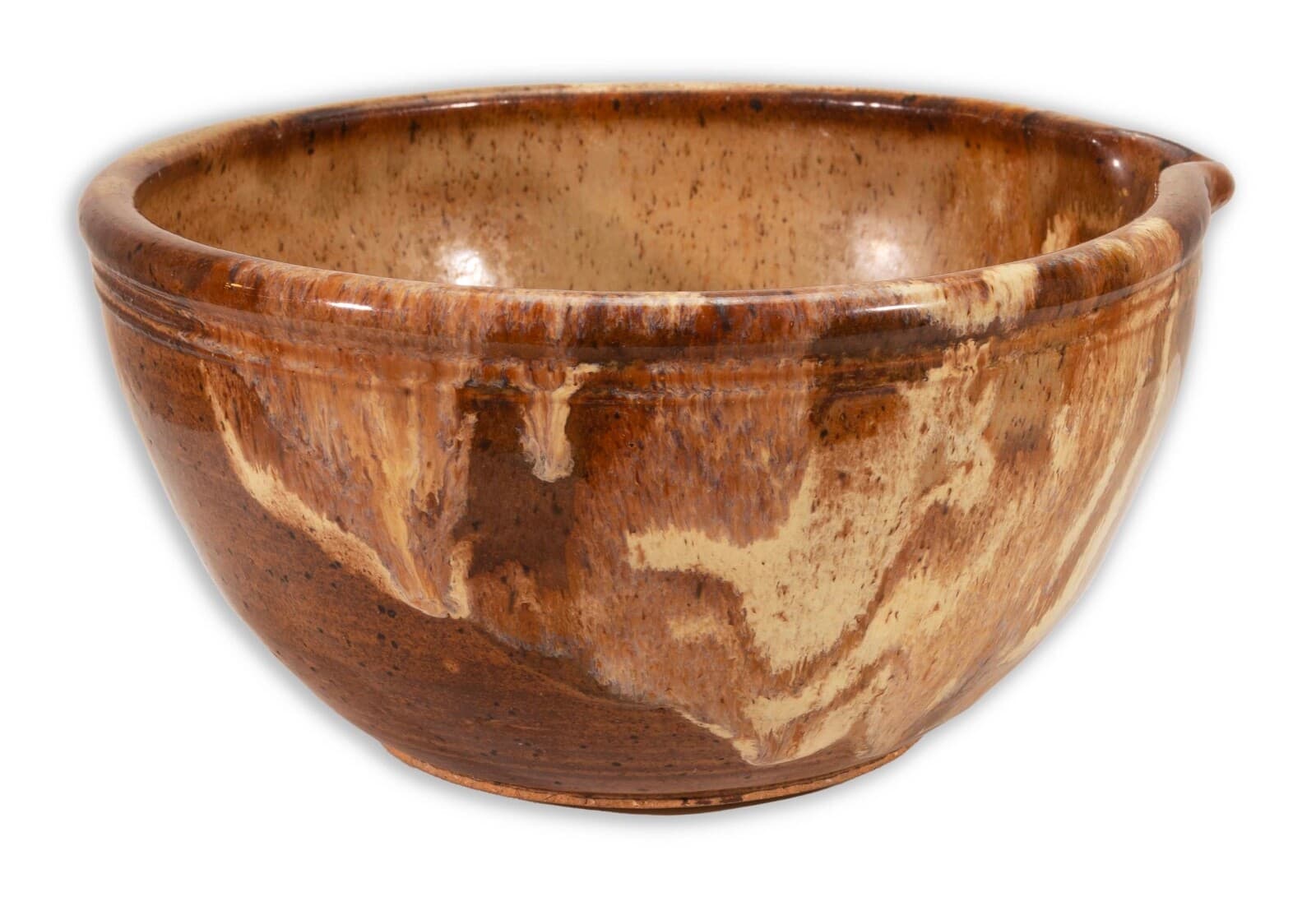 John Glick Modernist Stoneware Earthtone Glazed Ceramic Bowl with Spout Signed - Thumbnail 2