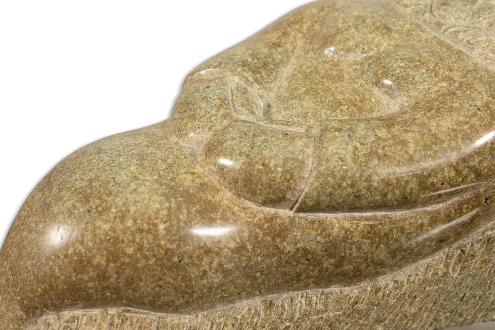 Inuit Resting Man Hand-Carved Soapstone Sculpture Native Canadian Art - Thumbnail 5