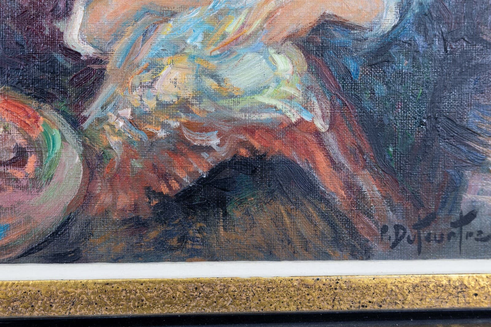 Pierre Eugène Duteurtre Mother & Child #1 Signed Impressionist Oil Painting - Thumbnail 5