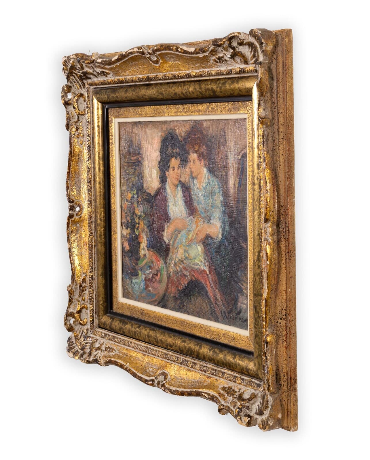 Pierre Eugène Duteurtre Mother & Child #1 Signed Impressionist Oil Painting - Thumbnail 10