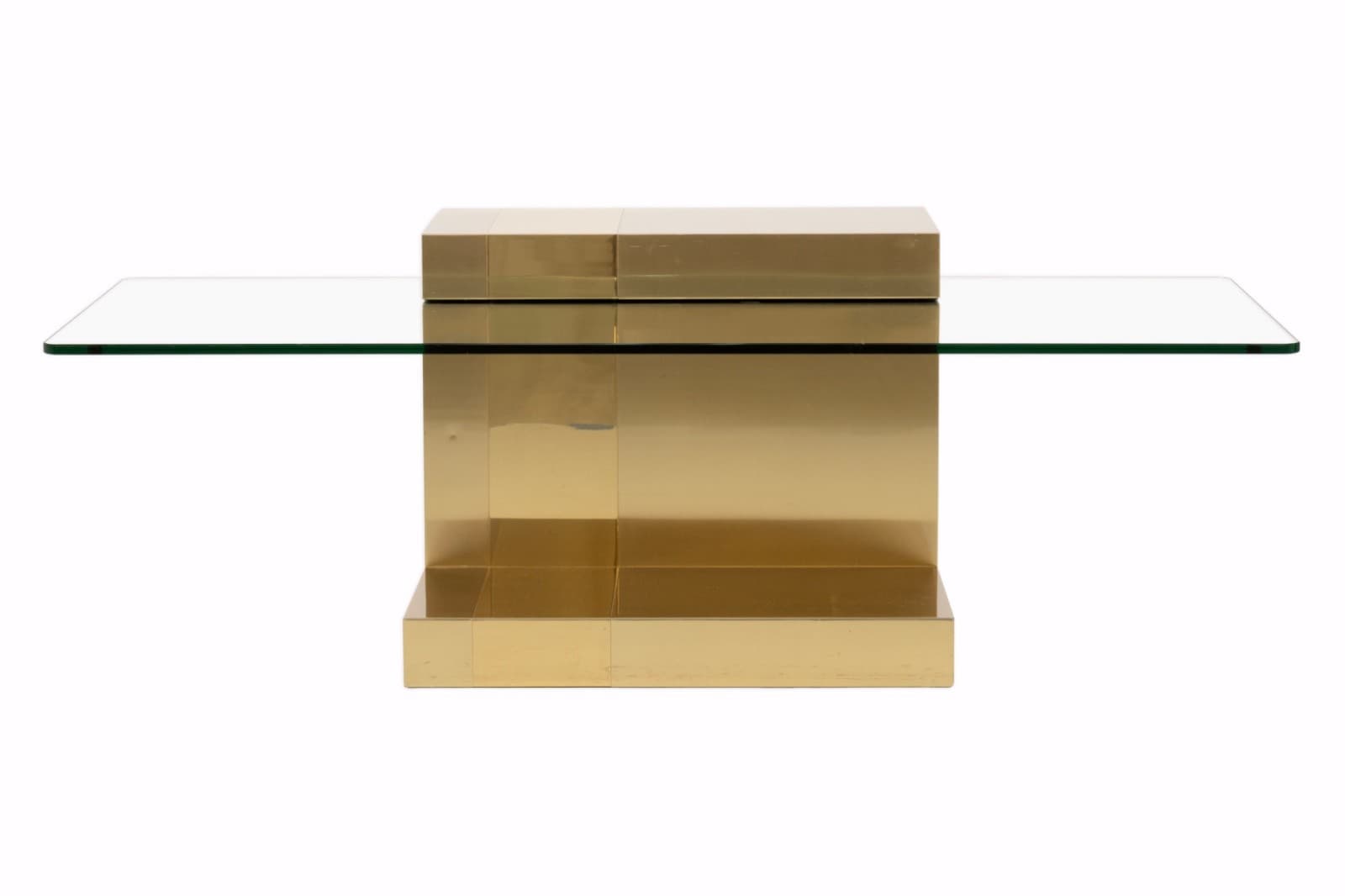 Cityscape Brass And Glass Floating Coffee Table By Paul Evans - Thumbnail 2