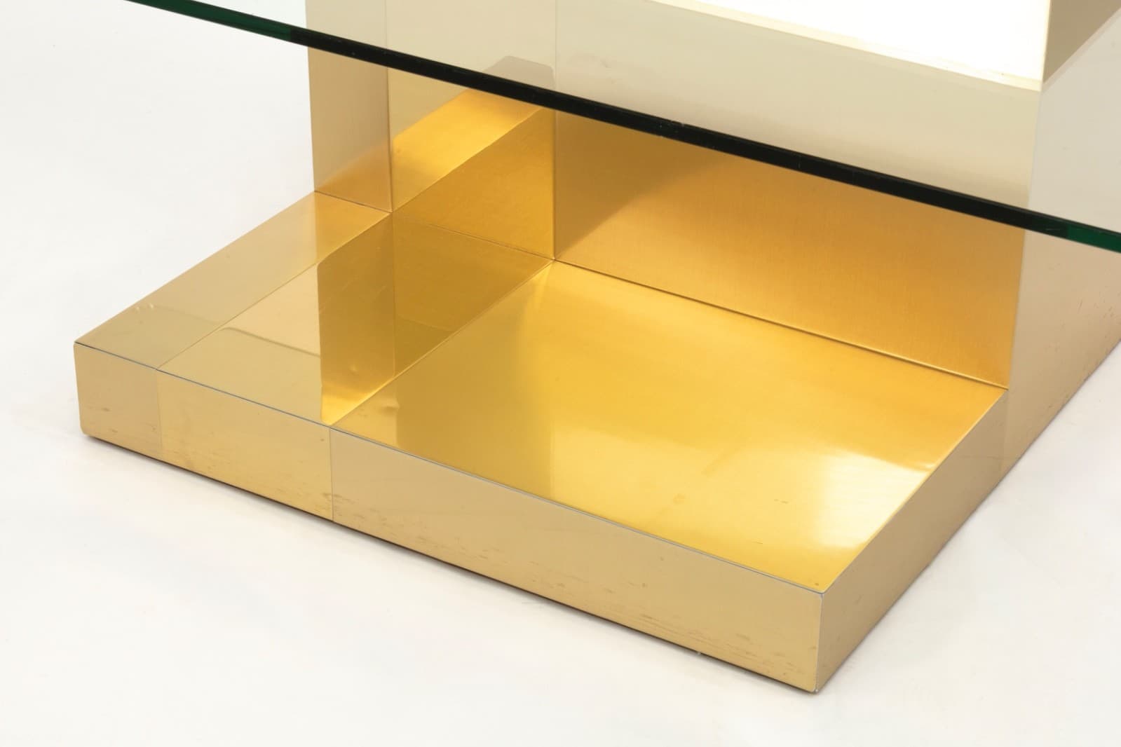 Cityscape Brass And Glass Floating Coffee Table By Paul Evans - Thumbnail 3