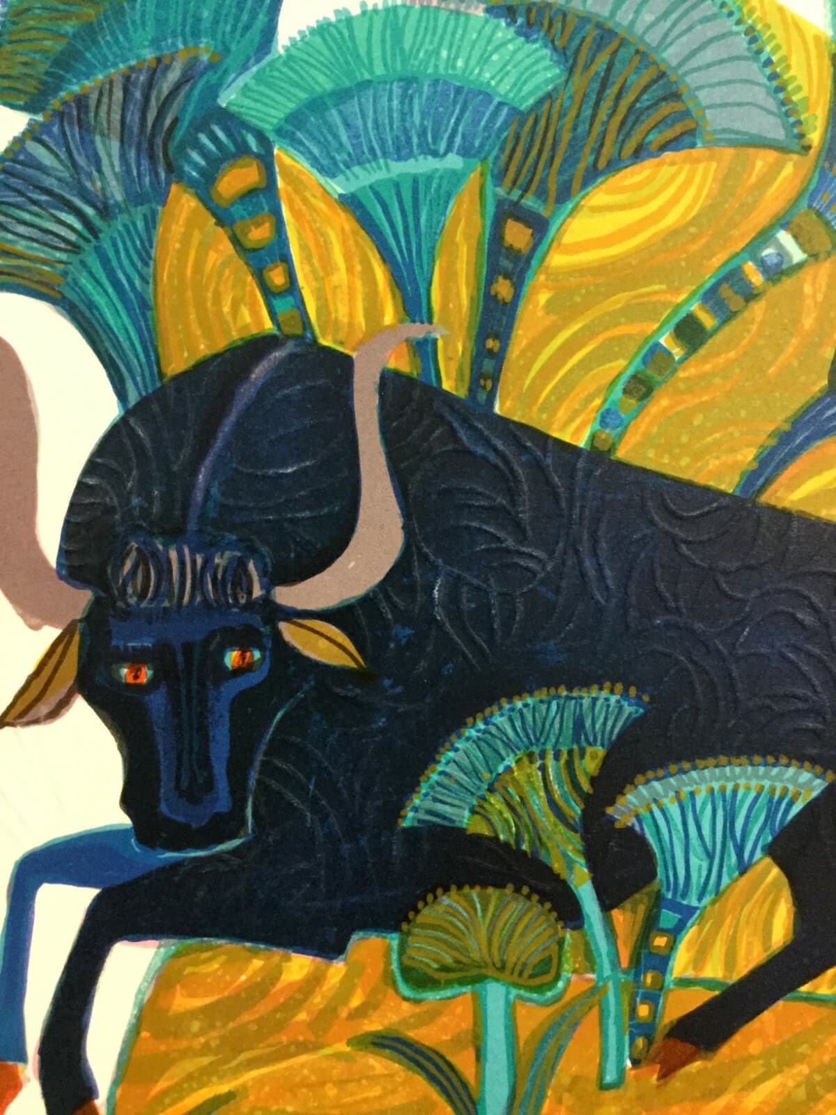 Mid Century Modern Unframed Taurus Zodiac Judith Bledsoe Hand Signed Lithograph - Thumbnail 5
