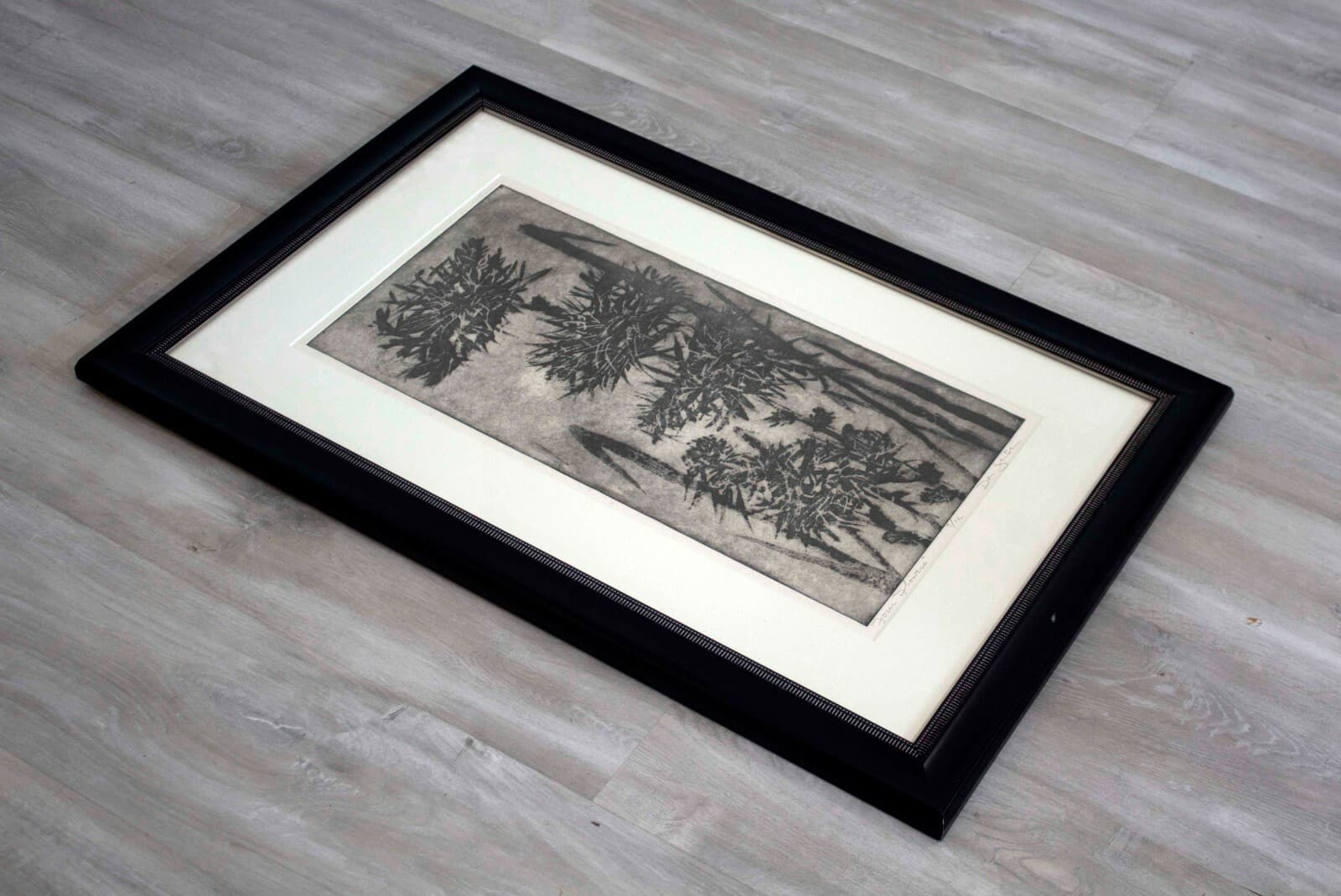 Mid Century Modern Framed Signed Don Jensen Four Flowers Mezzotint Etching - Thumbnail 4