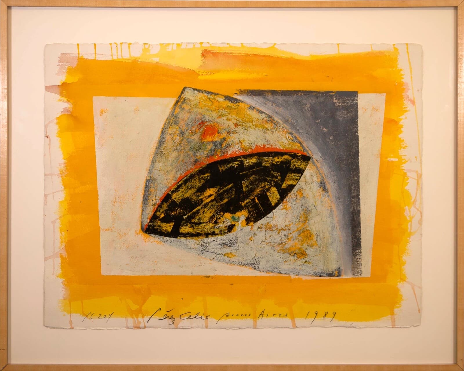 Perez Celis Buenos Aires Abstract Oil Painting on Paper 1989