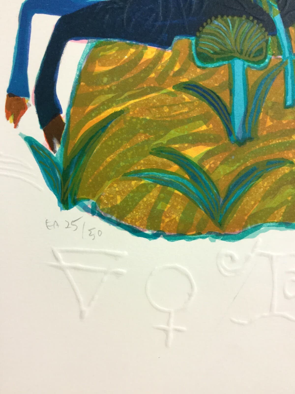 Mid Century Modern Unframed Taurus Zodiac Judith Bledsoe Hand Signed Lithograph - Thumbnail 3