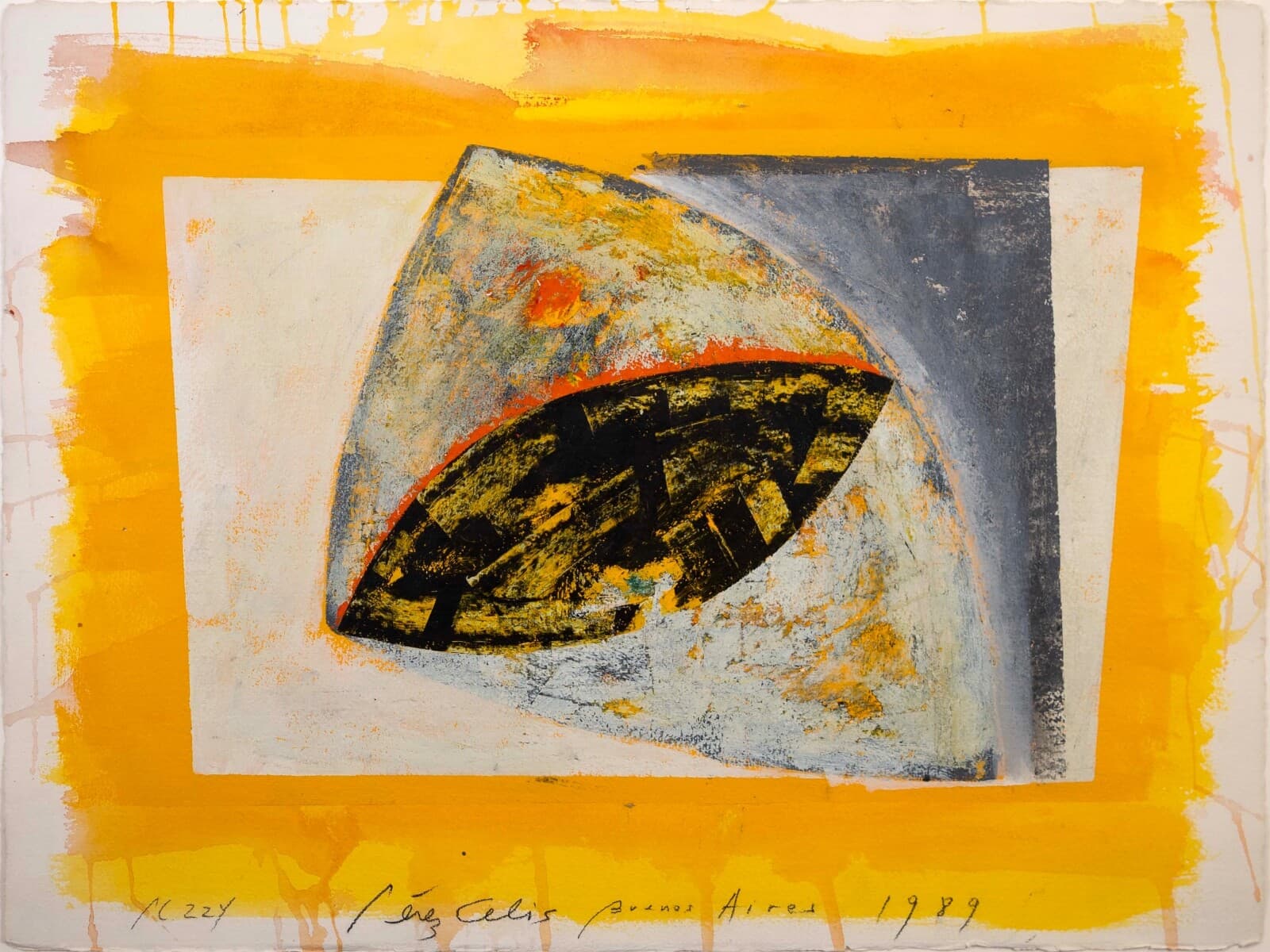Perez Celis Buenos Aires Abstract Oil Painting on Paper 1989 - Thumbnail 2