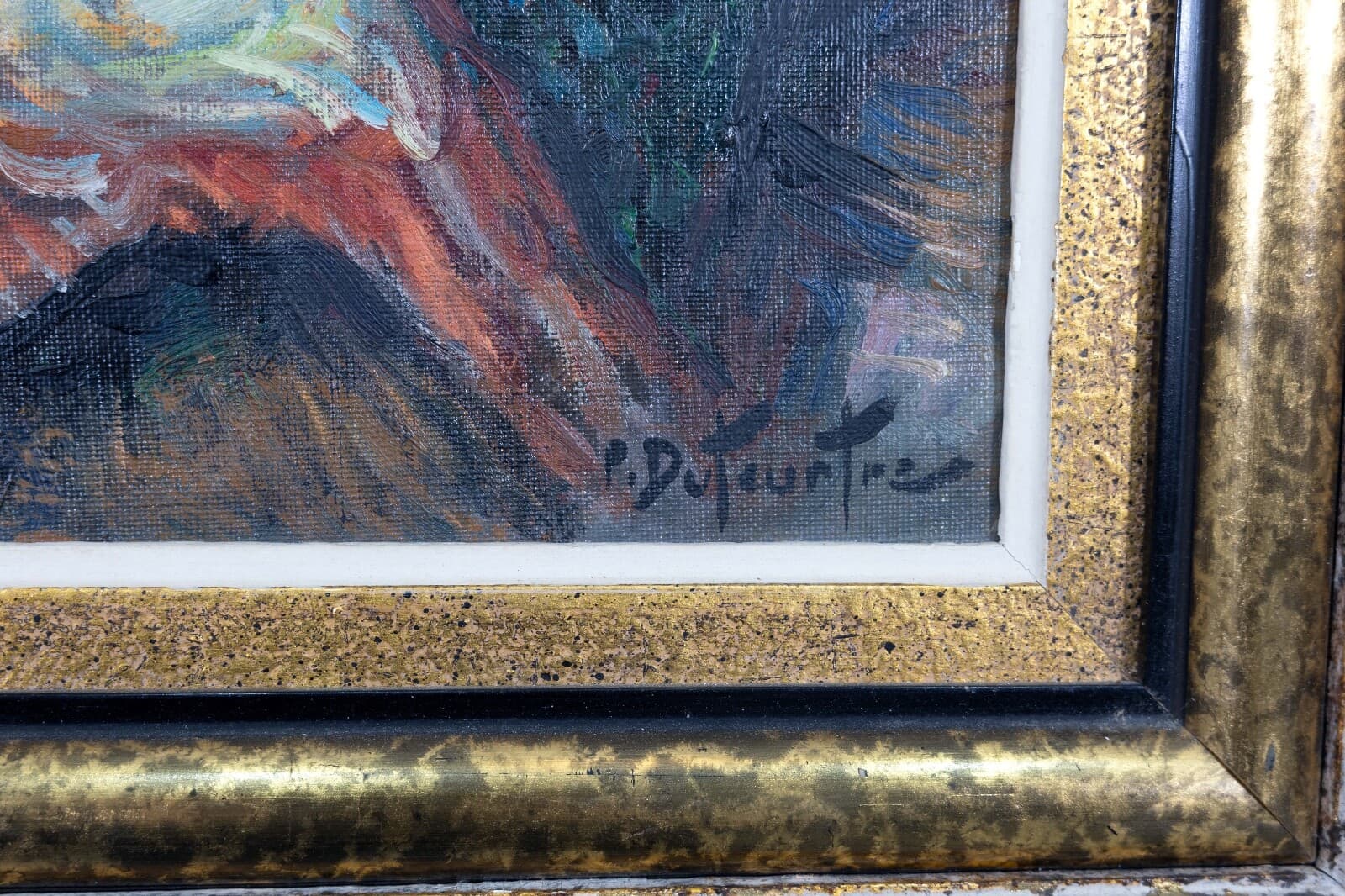 Pierre Eugène Duteurtre Mother & Child #1 Signed Impressionist Oil Painting - Thumbnail 3