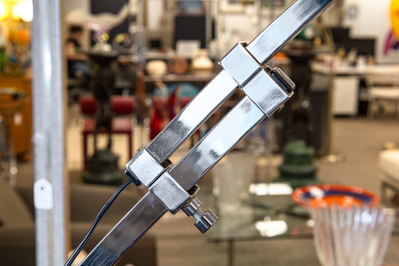 1970s Italian White Acrylic Shade Chrome Frame and Marble Base Arc Floor Lamp - Thumbnail 5