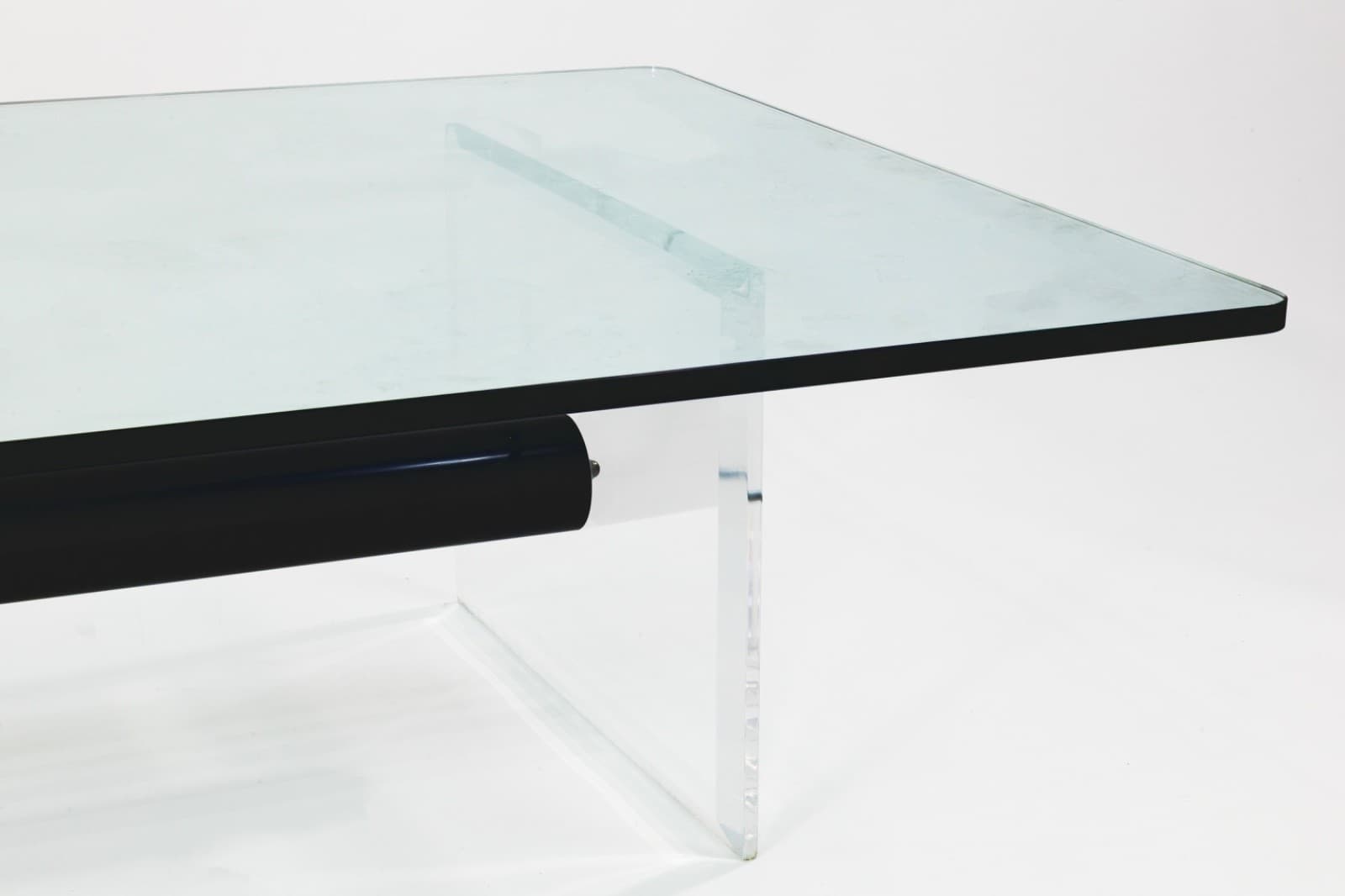 Contemporary Modern Lucite And Tempered Glass Low Cocktail Table - Thumbnail 2