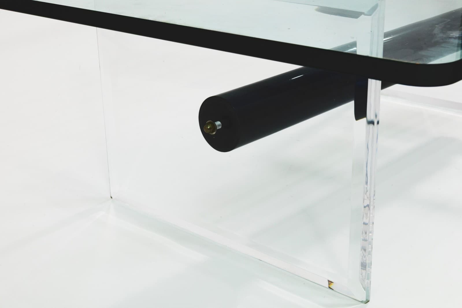 Contemporary Modern Lucite And Tempered Glass Low Cocktail Table - Thumbnail 3