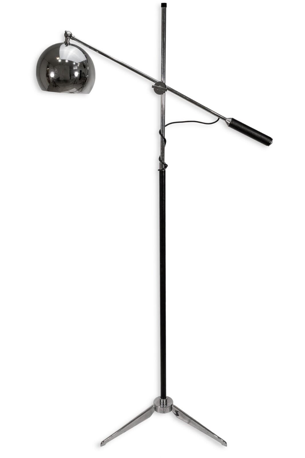Robert Sonneman "Orbiter" Leather And Chrome Mid Century Modern Floor Lamp