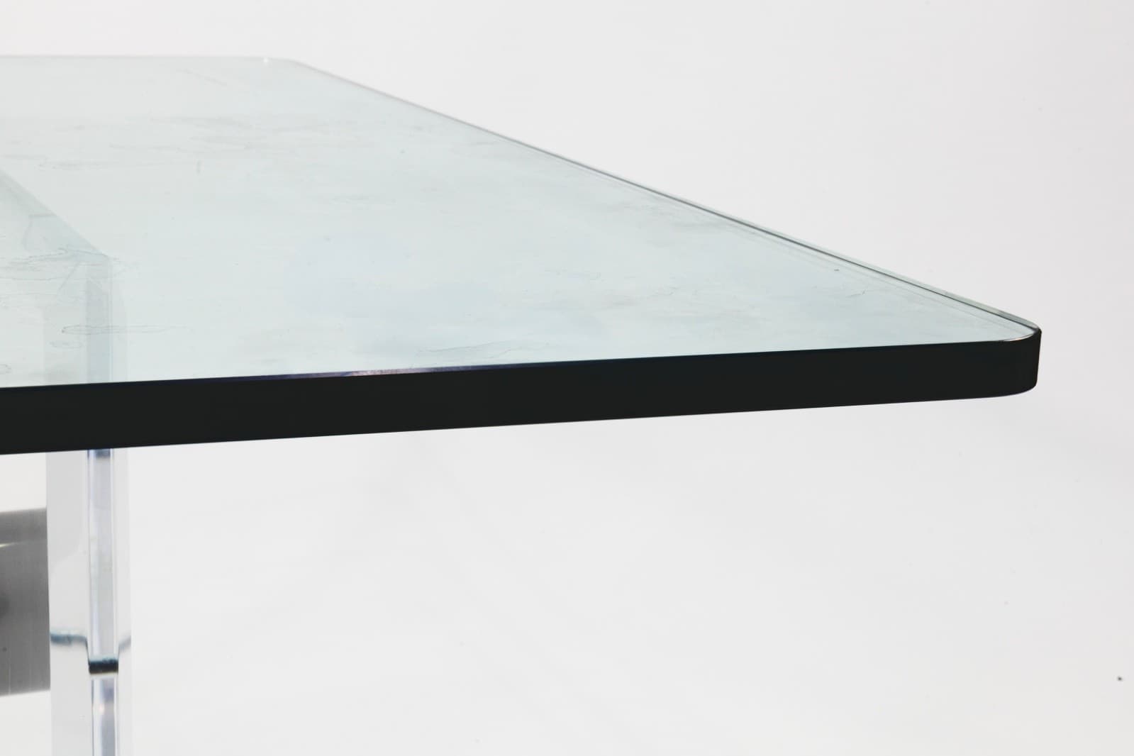 Contemporary Modern Lucite And Tempered Glass Low Cocktail Table - Thumbnail 4