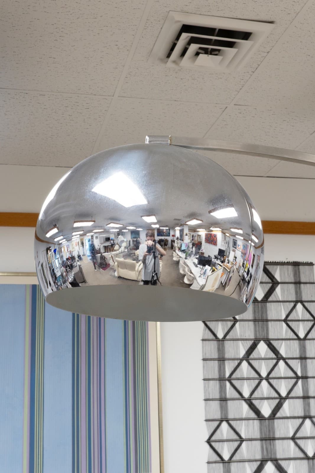 Mid Century Modern Adjustable Chrome Ball Arch Lamp With Marble Base - Thumbnail 2