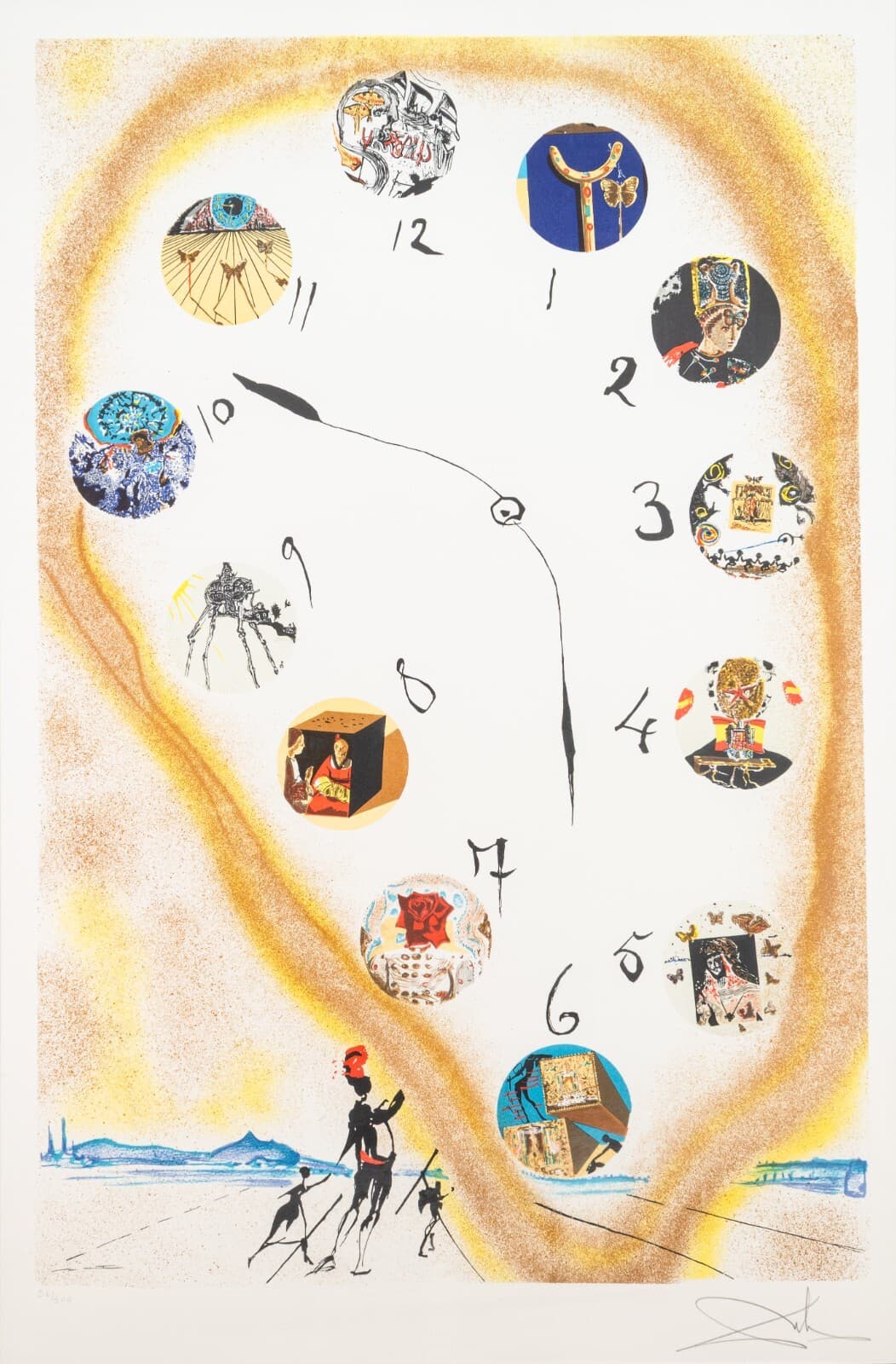 Modern Surrealism Lithograph In the Style of Salvador Dali Time & Space Unframed - Thumbnail 2