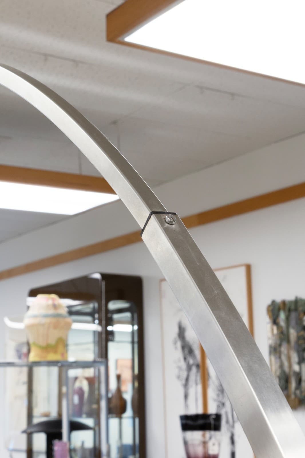 Mid Century Modern Adjustable Chrome Ball Arch Lamp With Marble Base - Thumbnail 4