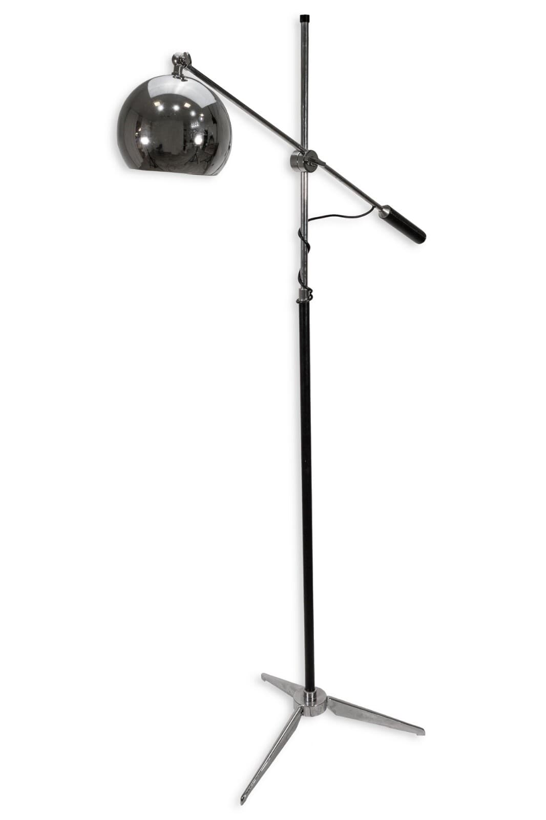 Robert Sonneman "Orbiter" Leather And Chrome Mid Century Modern Floor Lamp - Thumbnail 2