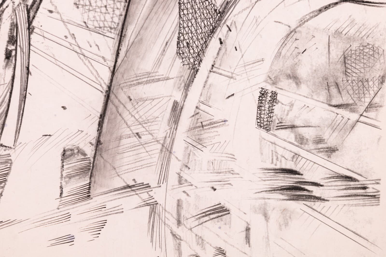 Glen Michaels Signed Bricktown People Mover Station Pen & Oil Drawing on Paper - Thumbnail 8