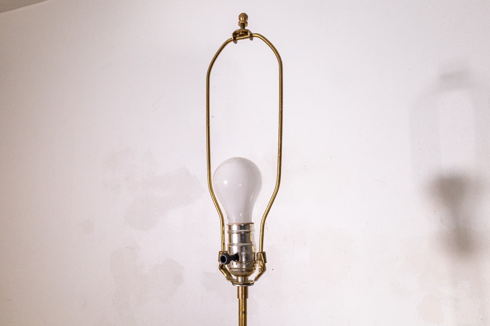Art Deco Opaque Milk Glass and Brass Metal Floor Lamp - Thumbnail 4