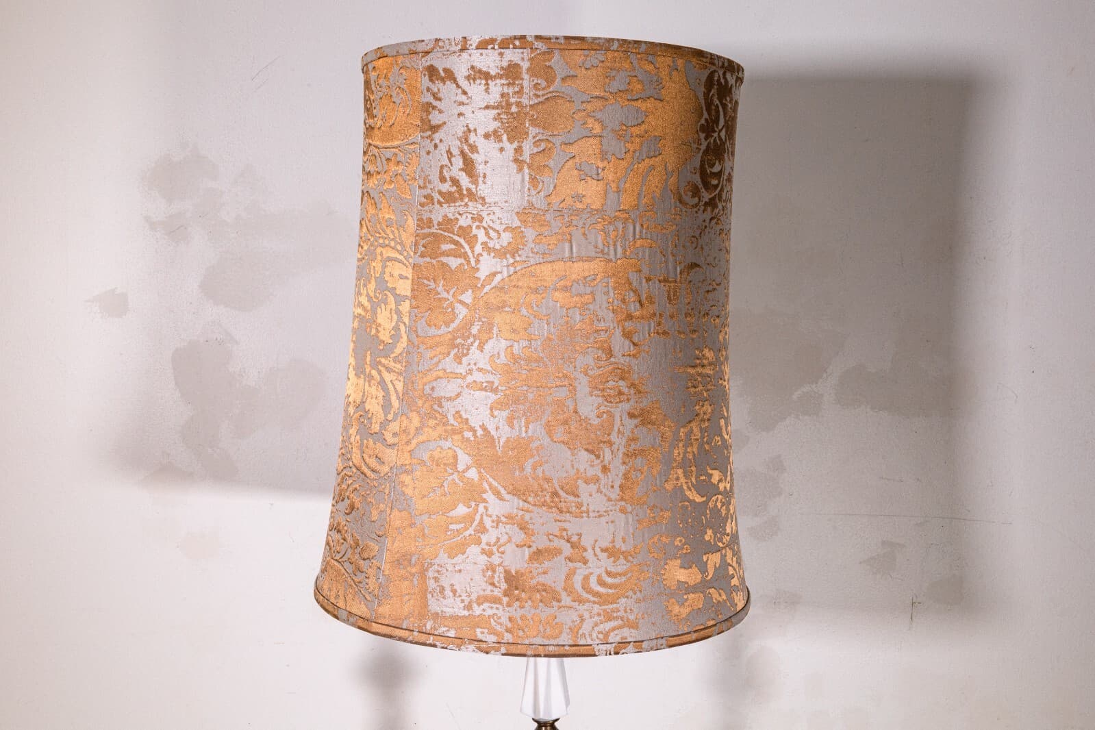 Art Deco Opaque Milk Glass and Brass Metal Floor Lamp - Thumbnail 3