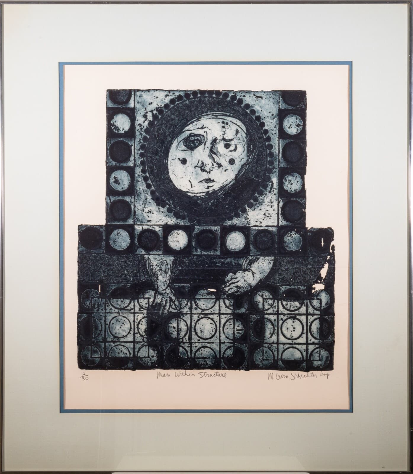 Marilyn Levin Schecter Man W/o Structure Modern Embossed Etching on Paper 12/30 - Thumbnail 2