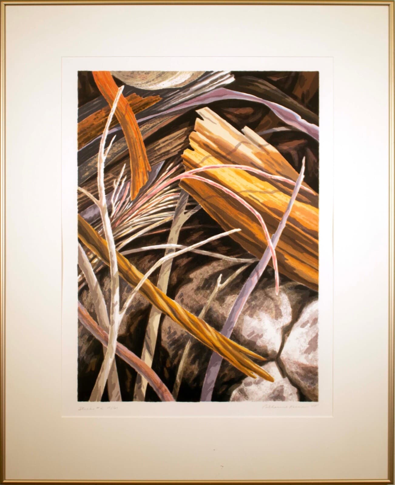 Catherine Kernan Sticks #2 Signed Contemporary Abstract Screenprint 15/61 Framed