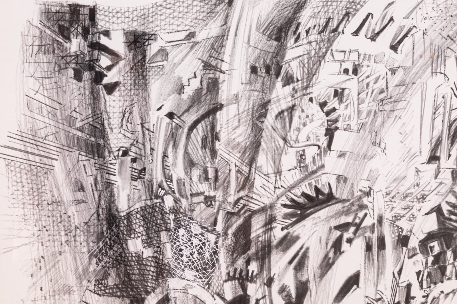 Glen Michaels Signed Bricktown People Mover Station Pen & Oil Drawing on Paper - Thumbnail 3