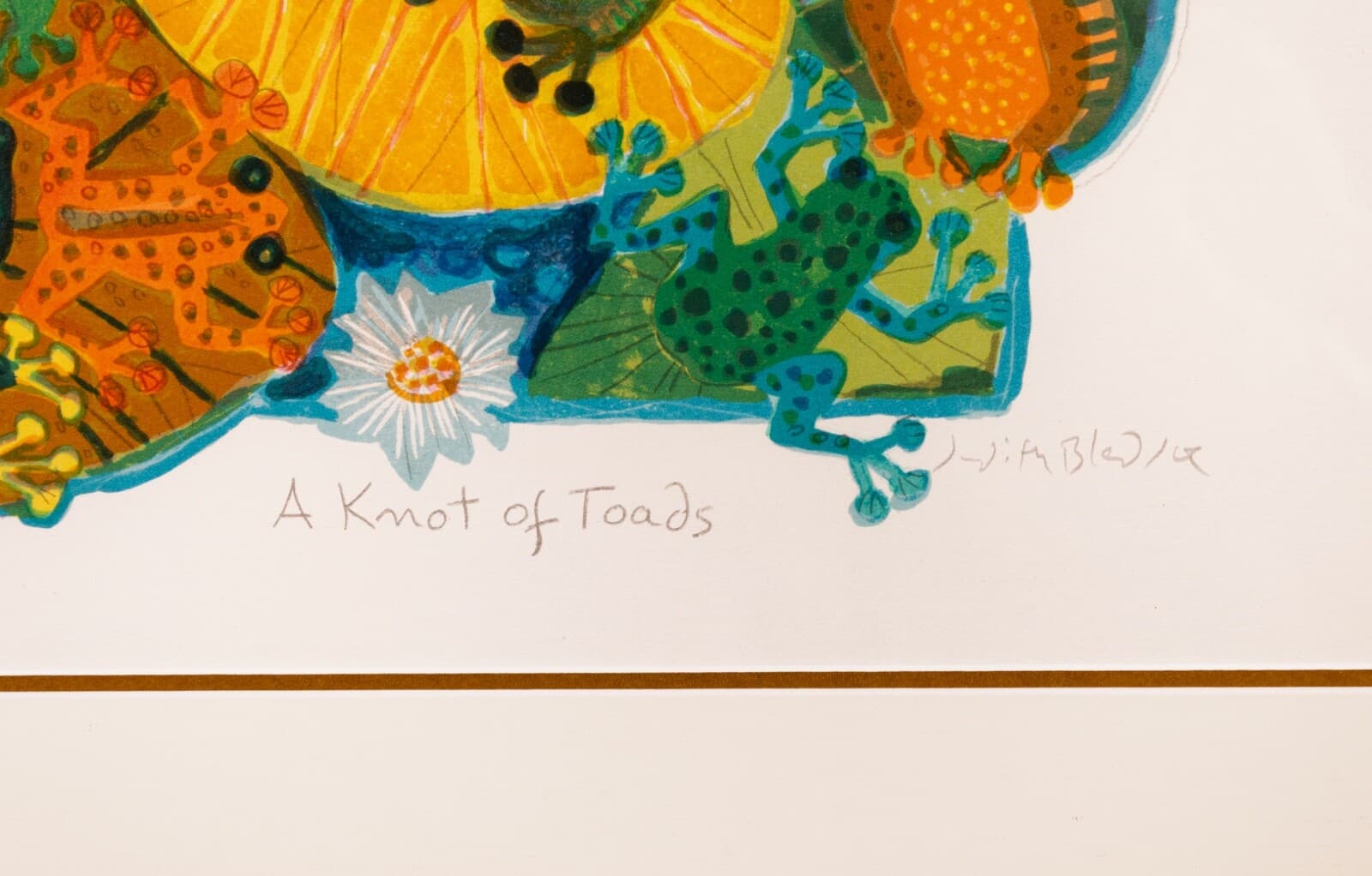 Judith Bledsoe A Knot Of Toads Signed Modernist Lithograph 215/300 Framed - Thumbnail 4