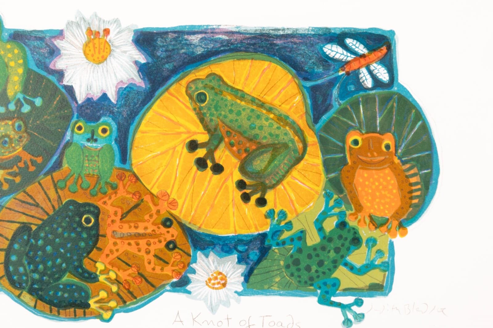Judith Bledsoe A Knot Of Toads Signed Modernist Lithograph 215/300 Framed - Thumbnail 7