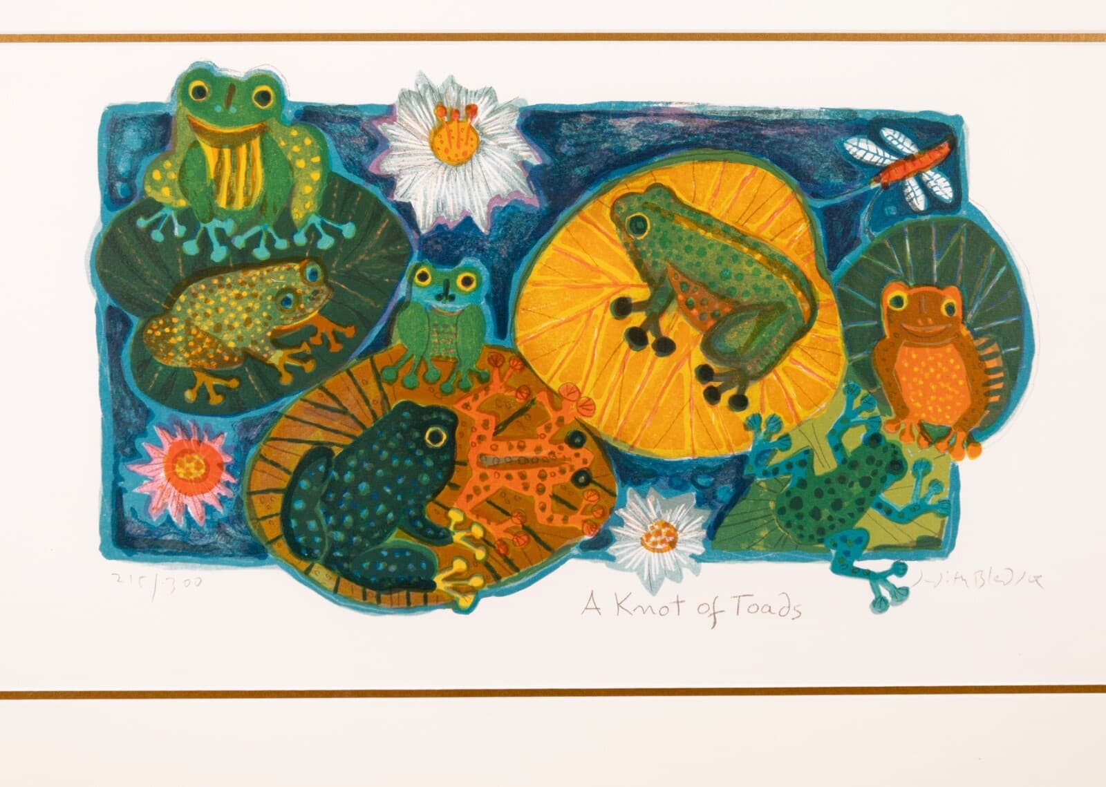 Judith Bledsoe A Knot Of Toads Signed Modernist Lithograph 215/300 Framed - Thumbnail 3