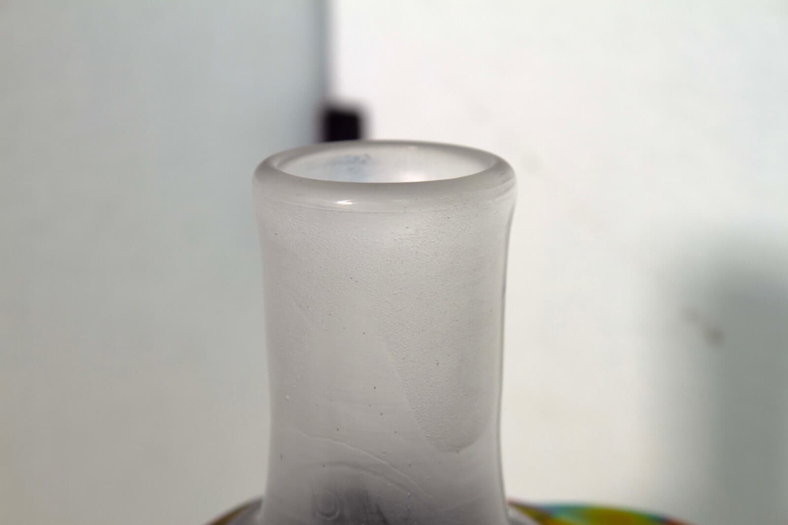 Paula Bartron Signed Postmodern Iridescent Glass Decanter with Flower Design Top - Thumbnail 10