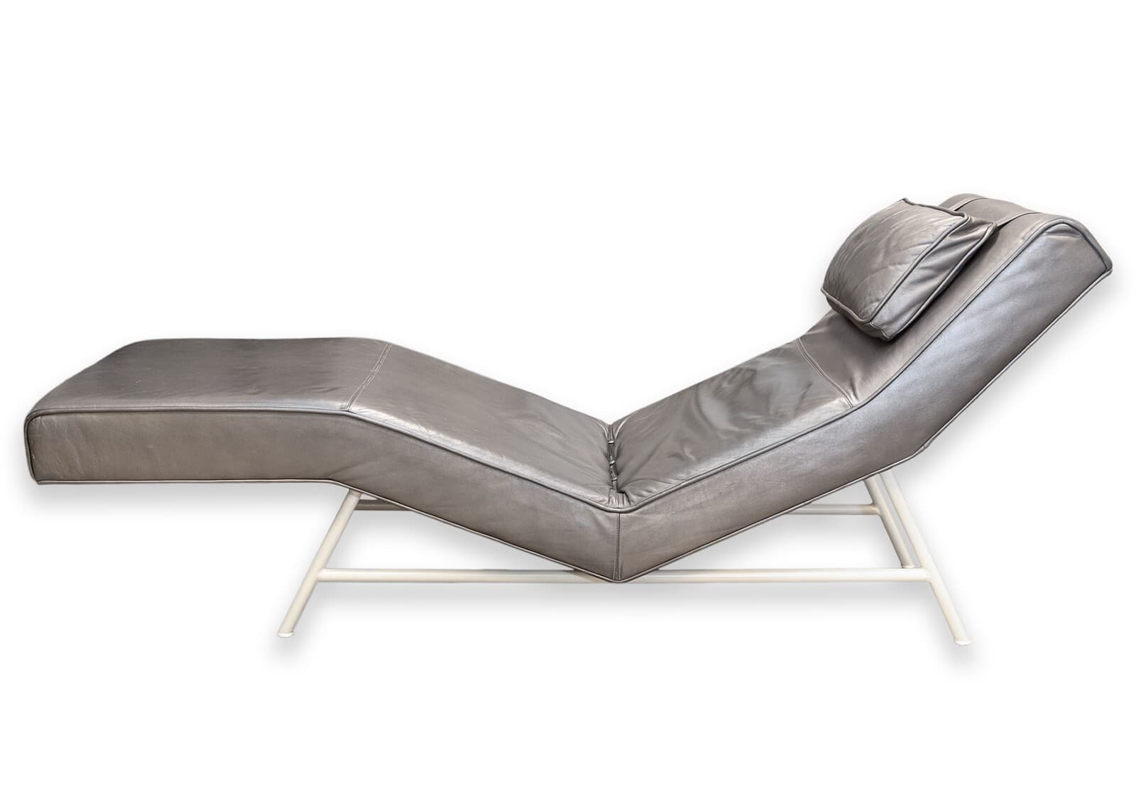 Vintage Milo Baughman for Thayer Coggin Grey Leather Fred Chaise Lounge Chair - Thumbnail 2