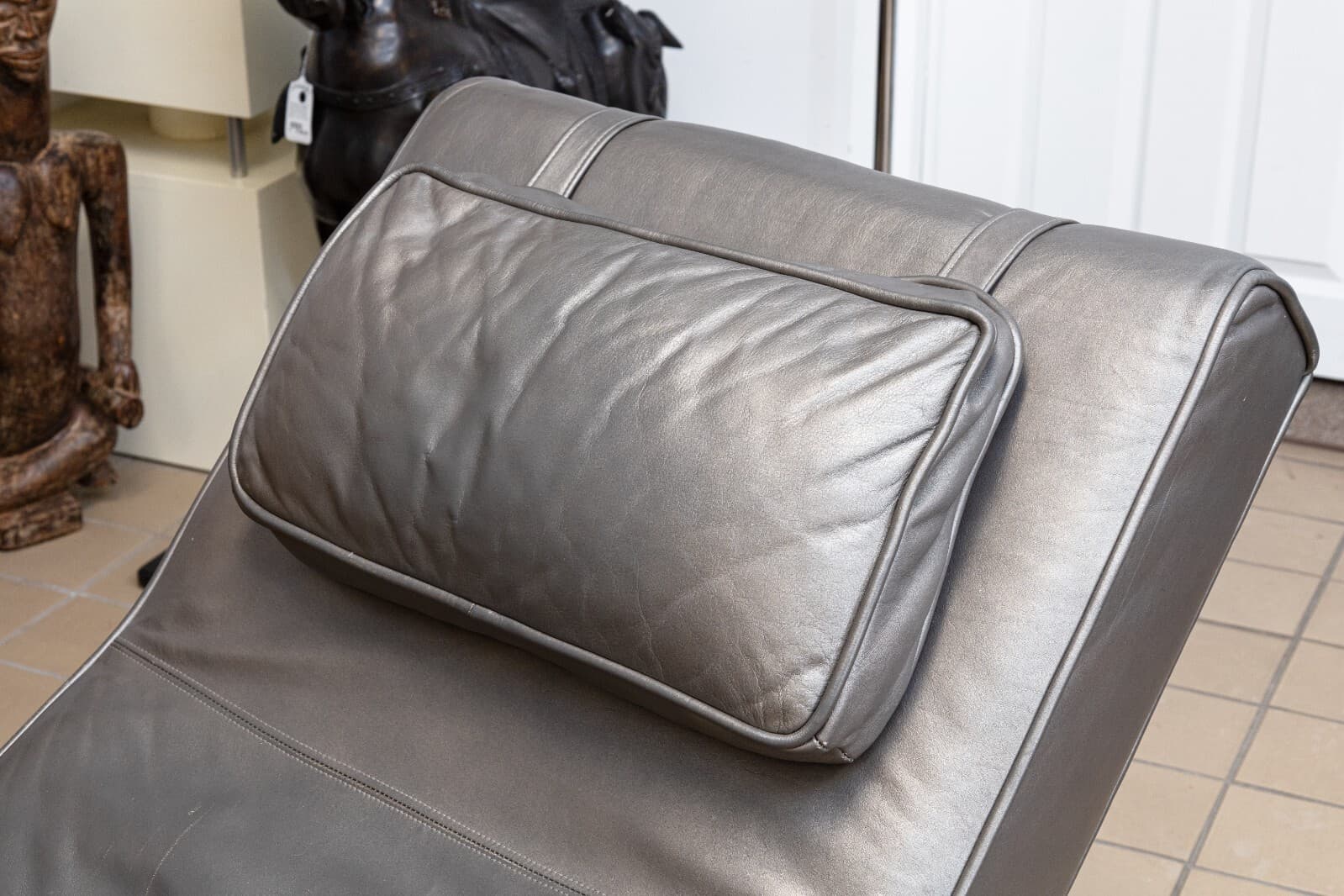 Vintage Milo Baughman for Thayer Coggin Grey Leather Fred Chaise Lounge Chair - Thumbnail 5