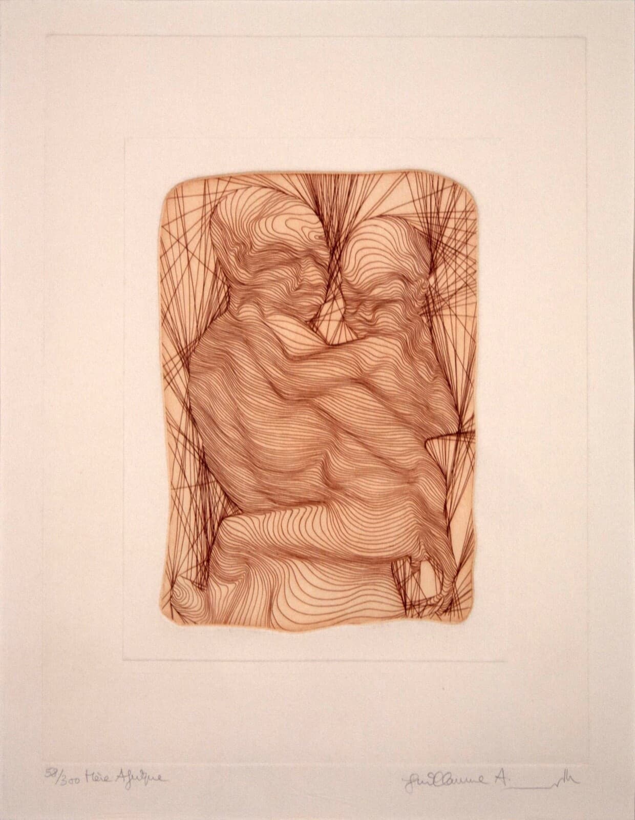 Guillaume Azoulay Mere Afrique Signed Modern Etching on Paper 58/300 Framed 1977 - Thumbnail 3