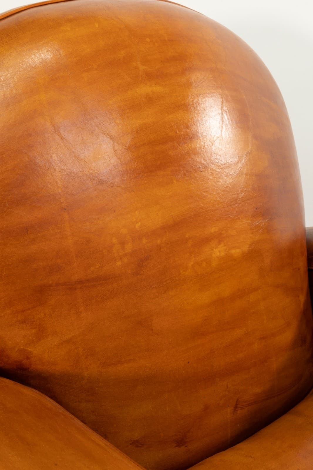 Pair Of French Artisan Made Cognac Leather Armchairs - Thumbnail 8