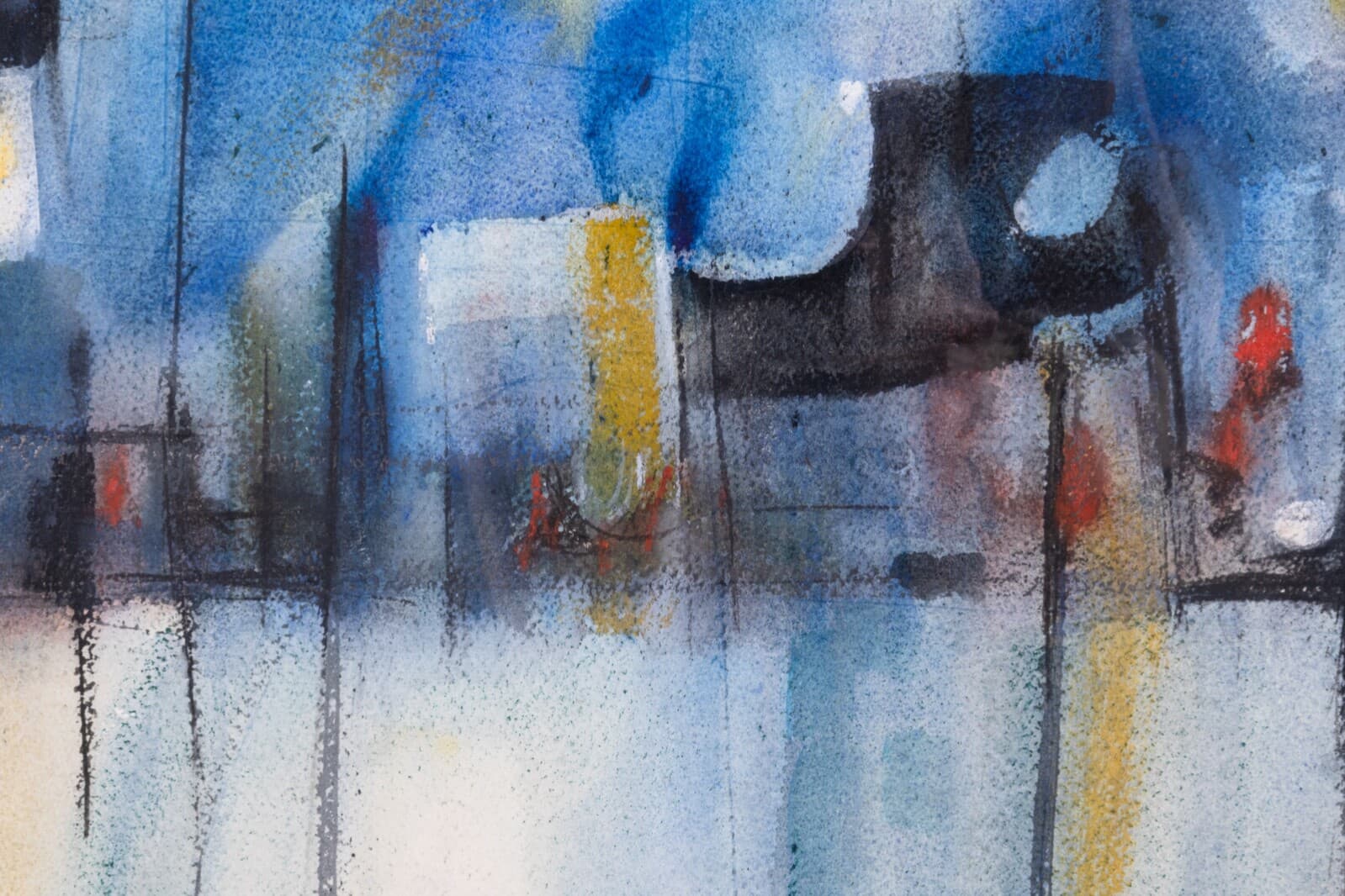 Mid Century Modern Skyline Cityscape Abstract Expressionism Oil Painting - Thumbnail 8