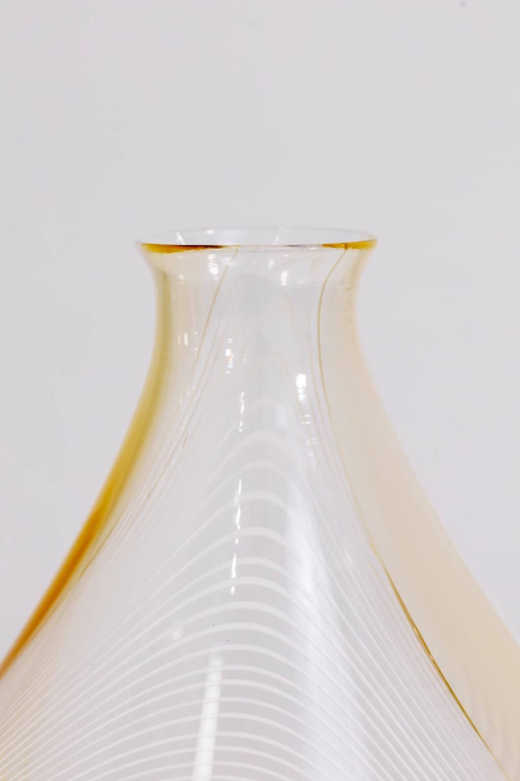 Jeff Mack - Untitled (Yellow Swirl), 2000s Signed Handblown Clear Glass Vessel - Thumbnail 3