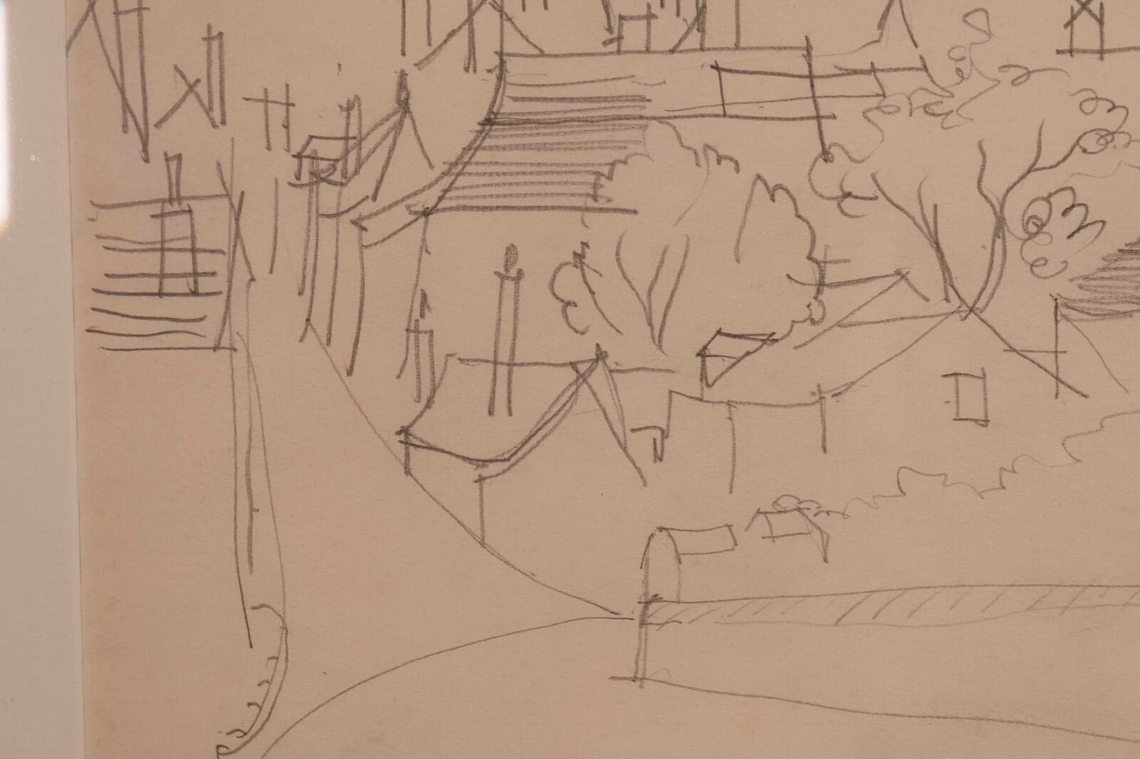 Jean Dufy Signed Untitled Neighborhood Drawing Graphite on Paper - Thumbnail 6