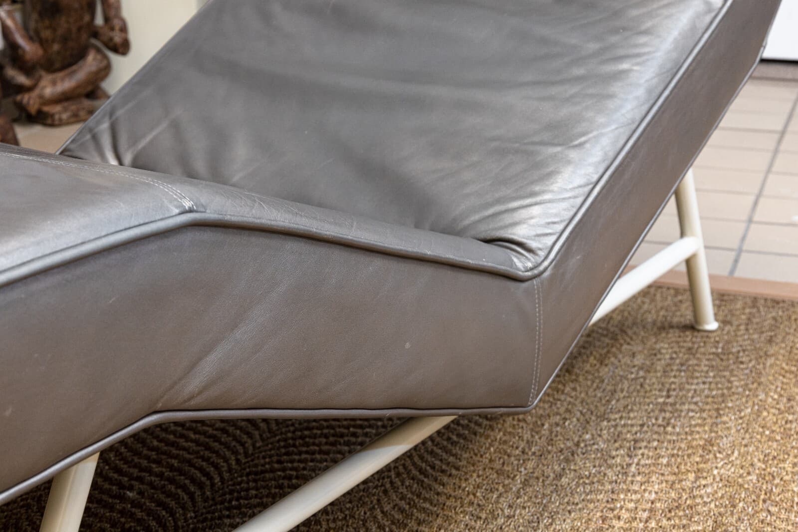Vintage Milo Baughman for Thayer Coggin Grey Leather Fred Chaise Lounge Chair - Thumbnail 8