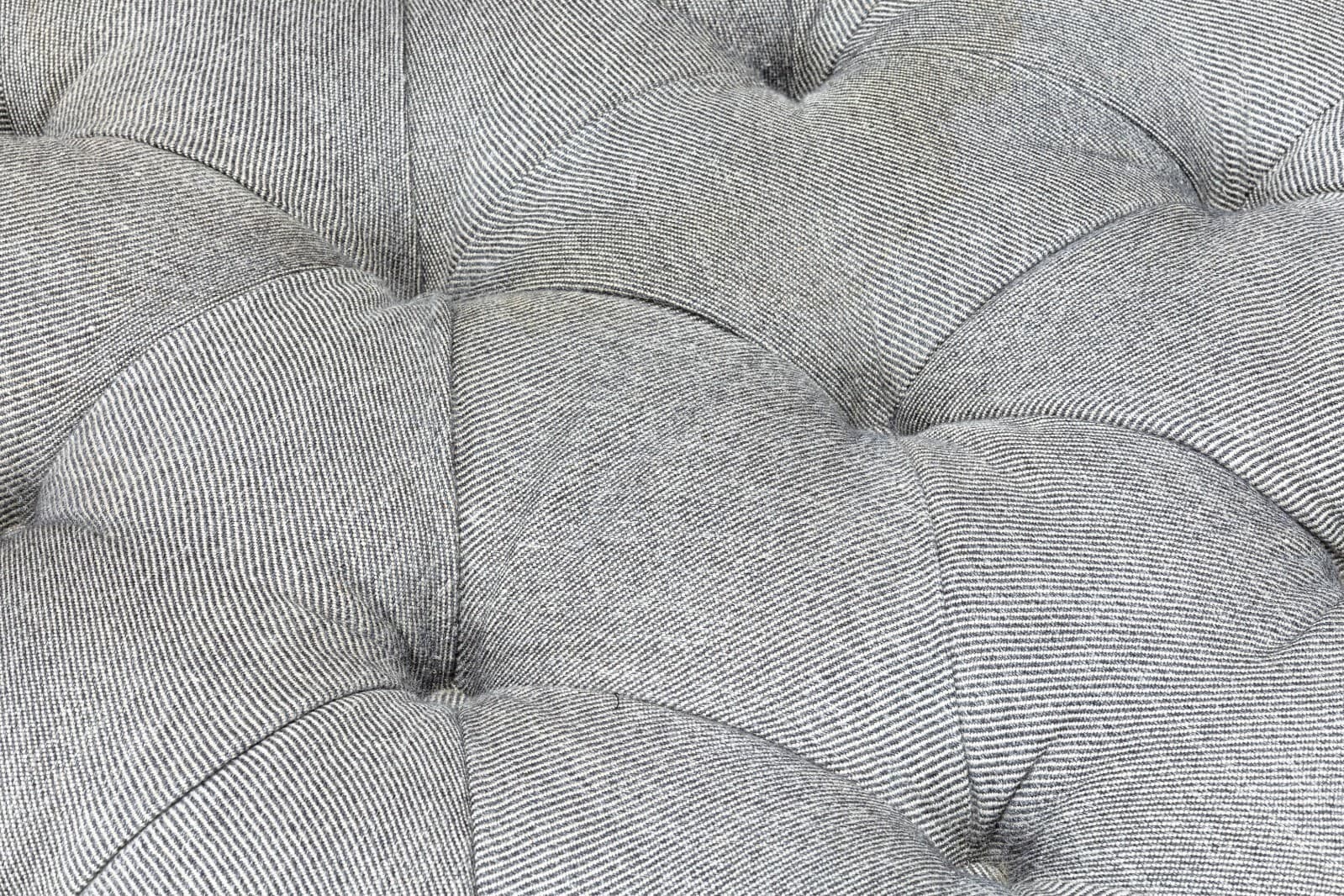 Large Custom Made Contemporary Modern Round Gray Tufted Ottoman on Wood Base - Thumbnail 4